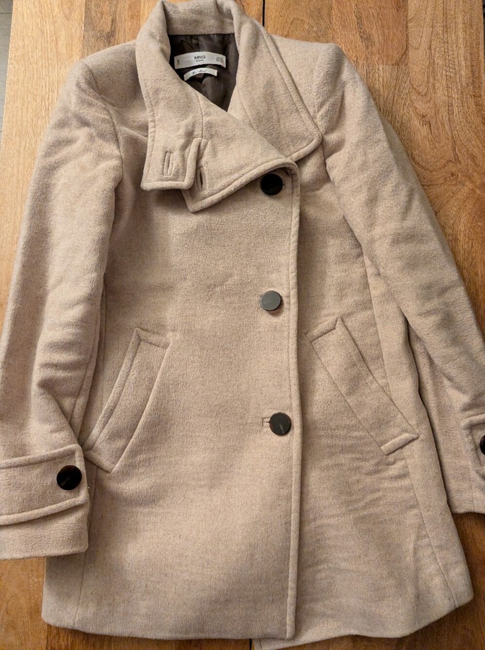 Mango MNG Women's Cream Wool-Blend Peacoat